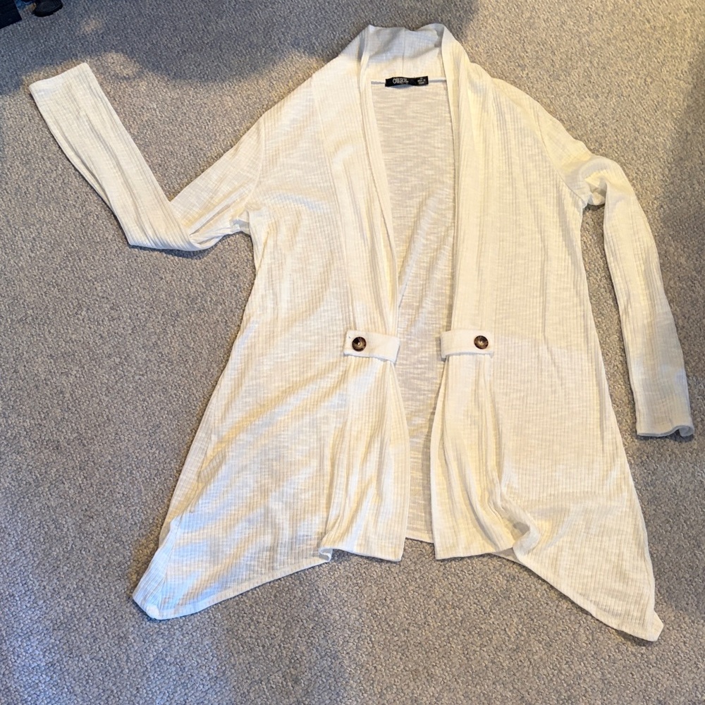Elegant Cream Open Front Cardigan